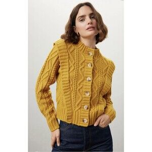 Central Park West Savannah Cardigan in Yellow, Size S
